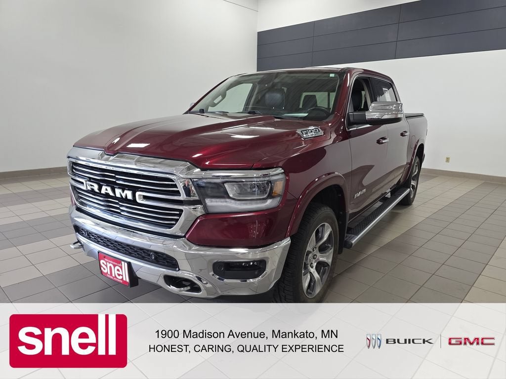 2020 RAM 1500 Laramie in Red — front three-quarter view
