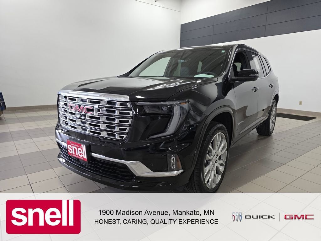 2025 GMC Acadia Denali in Ebony Twilight Metallic — front three-quarter view