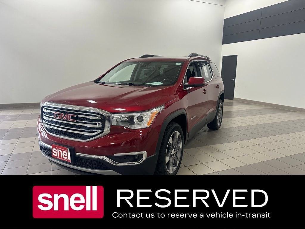 2019 GMC Acadia SLT in Red Quartz Tintcoat — front three-quarter view